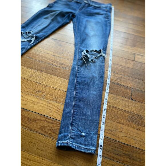 EXPRESS Distressed Stretch Mid-Rise Denim Leggings sz 6R - Picture 15 of 16